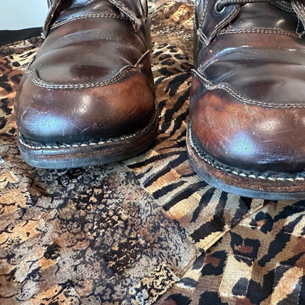 Frye Wmns 7.5 Vintage Brown Leather Lace-up Boots distressed boho cottagecore - Picture 7 of 12
